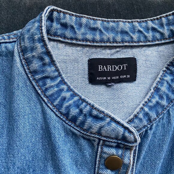 Bardot x Anthropologie Button-Front Denim Mini Dress, Size 6 - Picture 6 of 8